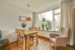 Dining area with wooden furniture